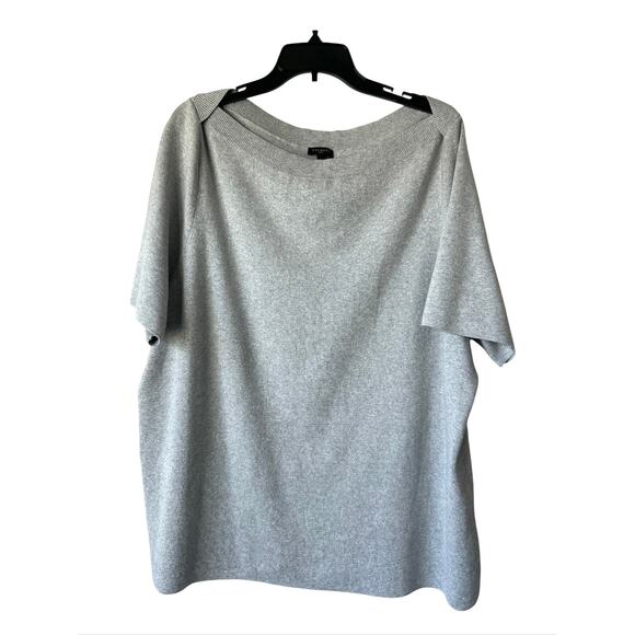 TALBOT Gray Metallic Shimmer Top Boat Neck Short Sleeves Women’s Plus Size 3X - Picture 1 of 7